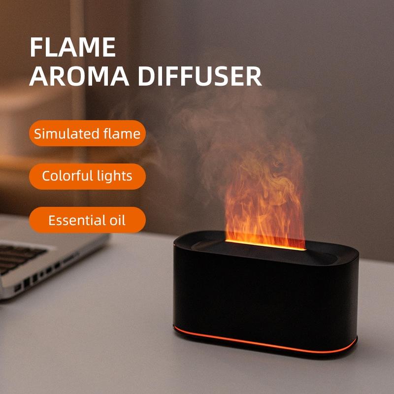 LED Flame Diffuser, USB-Powered Aroma Diffuser with Night Light, Seasonal Use - Ultra Quiet Essential Oil Air Humidifier (Oil-Free), Perfect for Various Home Bedrooms and Offices, Aroma Diffuser