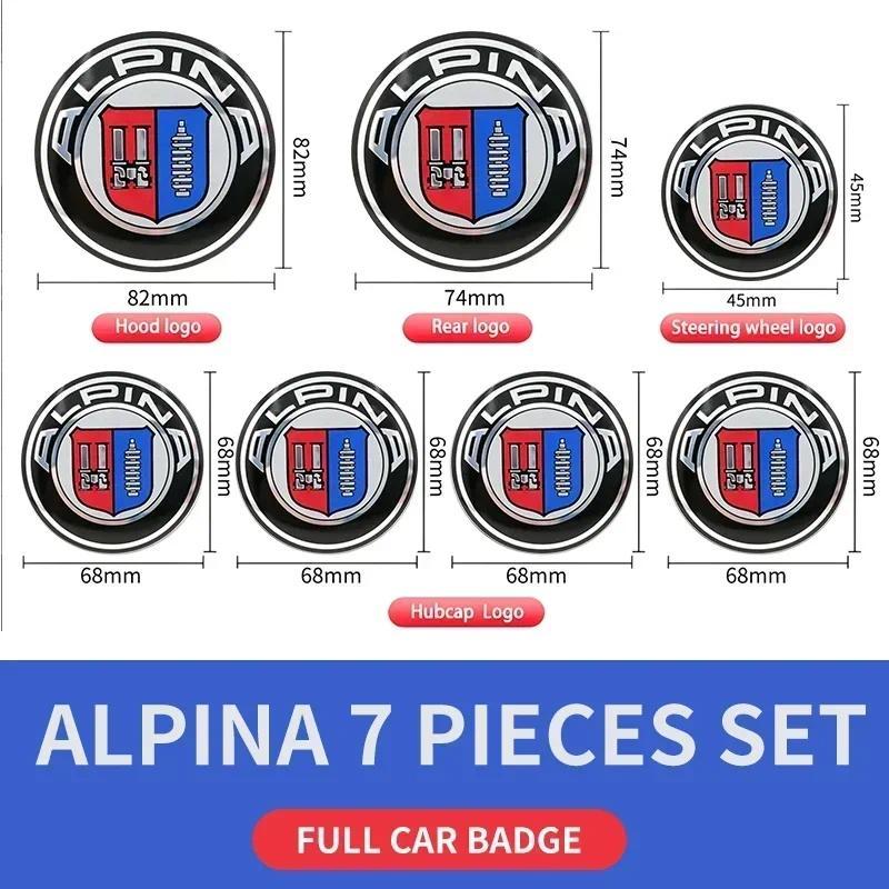 For Alpina Modified Front And Rear Car Logo Cover 68mm Wheel Hub Cover Logo Center Cover Steering Wheel Abs Badge Accessories.