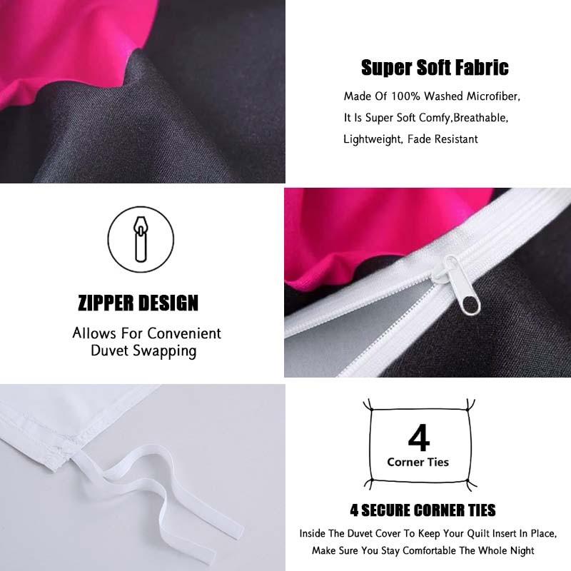 3-Piece Heart Print Duvet Cover Set with Zipper Closure. Soft and comfortable bedding set for bedrooms and guest rooms, including 1 duvet cover and 2 pillowcases, no inserts included.