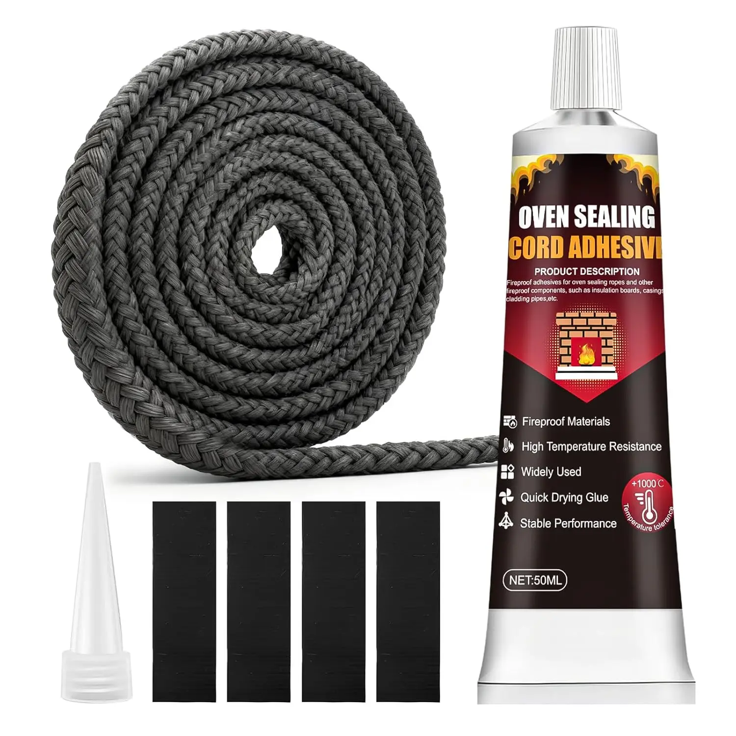 Stove Gaskets, High Temp  Sealant, Withstand High Temperatures | It Has  Sealing Performance, is Not Easily Deformed and is  Durable, Meets the Needs of Any Stove or Fireplace