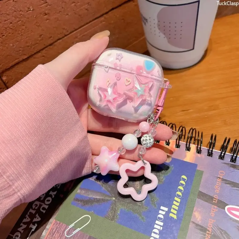 Cute DIY Transparent AirPods Case,Compatible with AirPods 1/2/3/4 Pro 3,Clear Shock‑Resistant Earbud Protective Cover Headphone Accessory