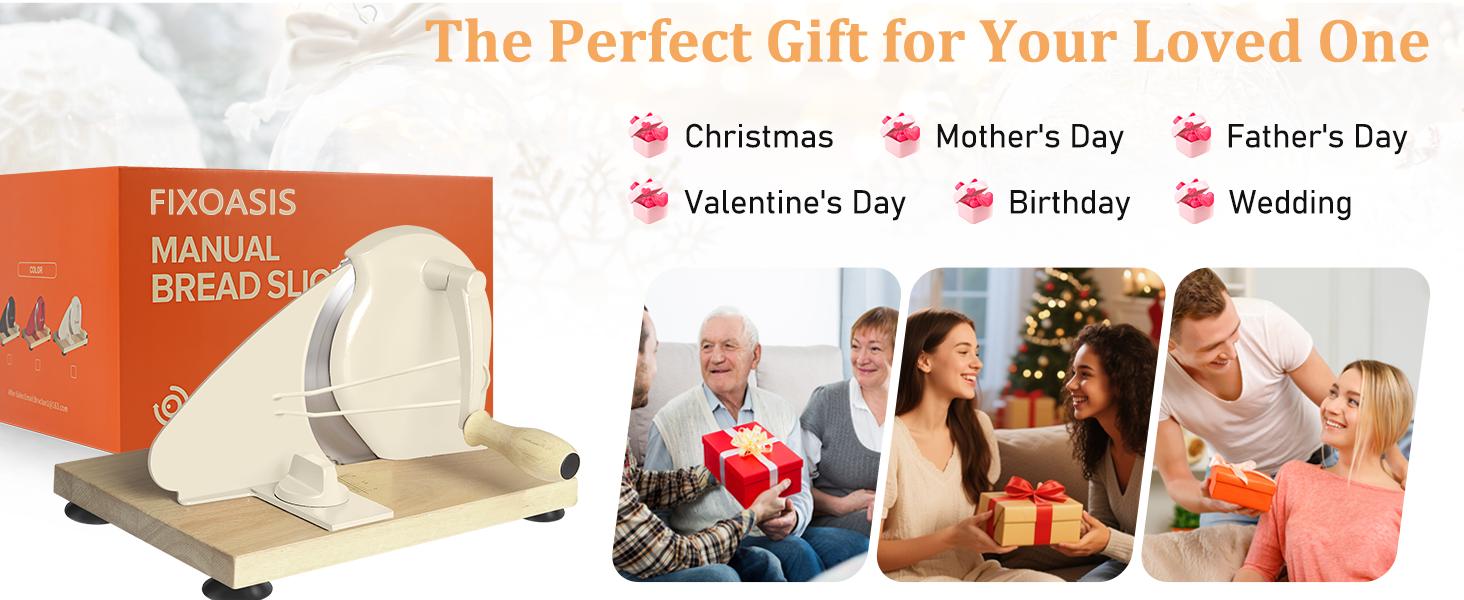 【Upgraded】Manual Bread Slicer Adjustable Thickness, Hand Crank Bread Slicer for Homemade Sourdough Bread with Scale Line & Suction Cup & Metal Guide,Quality Solid Wood Base & Gift-Level Packaging