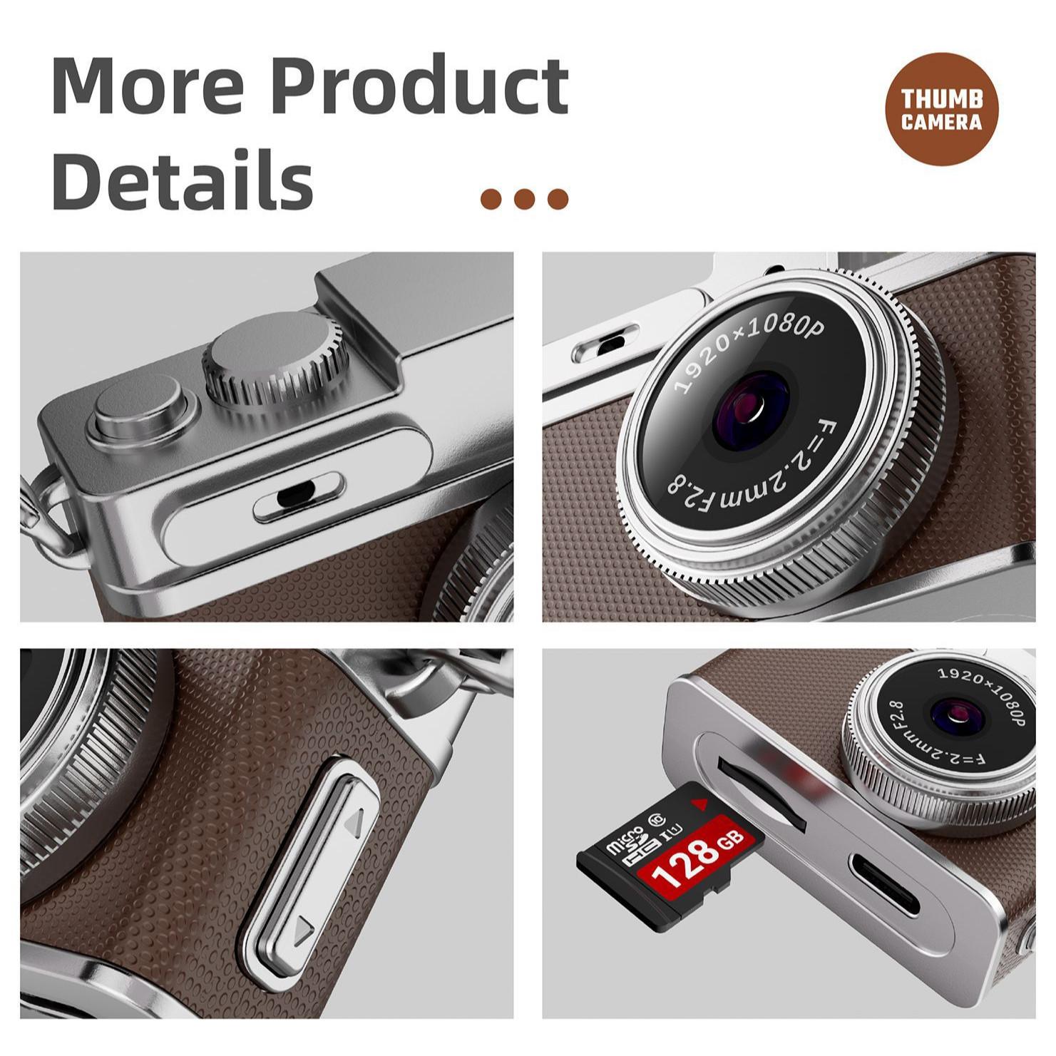 HD 1080P Retro Camera Keychain Mini Camera, 0.96 Inch HD Screen, Long Lasting Battery, Includes 8GB TF Memory Card
