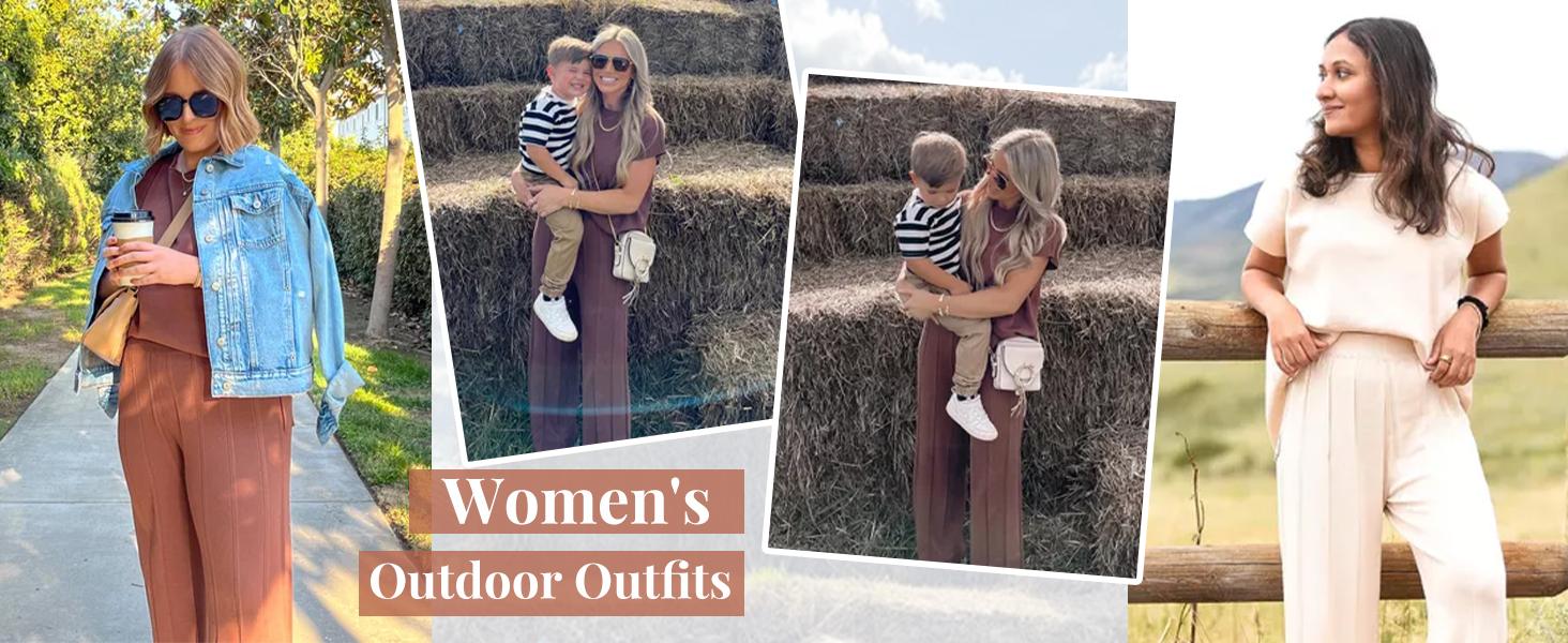 Yeokou Women's TikTokShopBlackFriday 2 Piece Outfits Sweater Set Knit Pullover Tops High Waisted Pants Lounge Set Sweatsuits