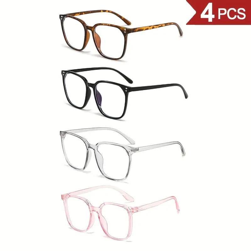 Paleshy 4-Pack Women's Blue Light Blocking Glasses - Anti- Round Face Eyewear Set, 4 Fashion Frame Colors | Internet Celebrity Style Windproof No-Makeup Essential summerwins