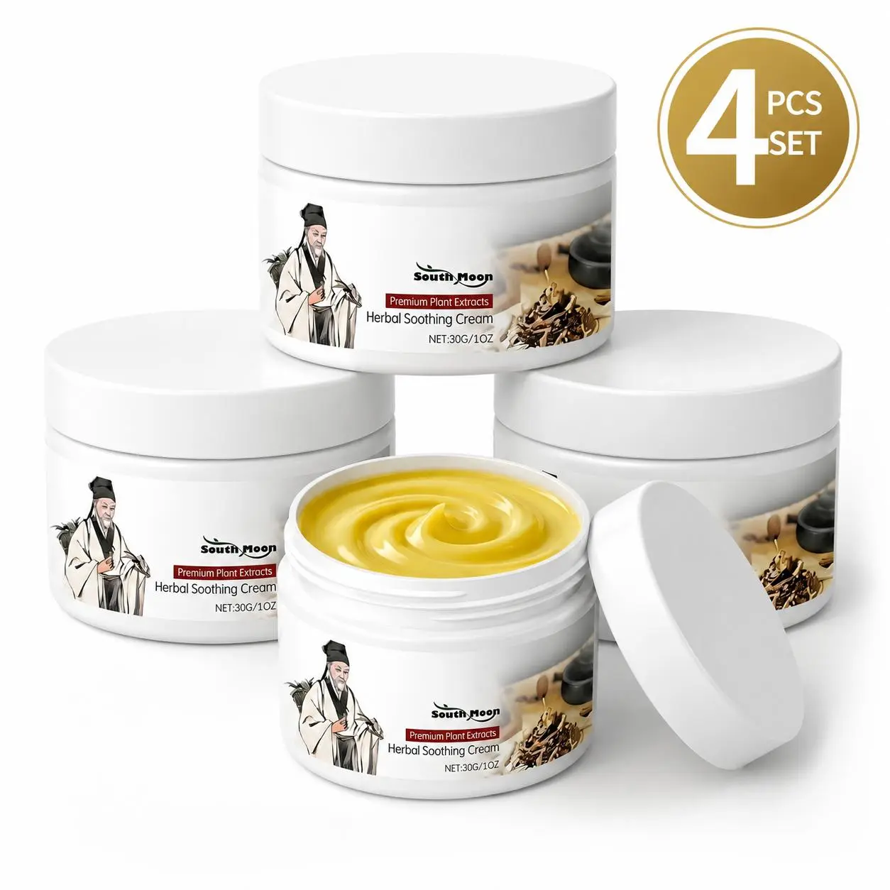 Herbal Cream for Eczema Relief, Itching, and Redness - Daily Body Care for Dermatitis and Sensitive Skin, 4 Pack (30g) for Adults, Hydrate, Moisture, Soothing, Eczema Lotion, Itch Relief, Easy Absorption, 4Pc, Skin-Friendly, Moisturizer, Anti Itch Cream,,
