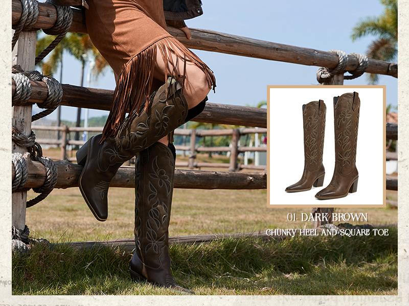 Wetkiss Knee High Cowboy Cowgirl Boots for Women, Western Boots with Pull On Tab, Chunky Heel Design, Unique and Stylish ,Women's Shoes,Women's Boots Footwear #TikTokShopSpringGlowUp Wetkiss Knee High Cowboy Cowgirl Boots for Women, Western Boots with Pull On Tab, Chunky Heel Design, Unique and Stylish ,Women's Shoes,Women's Boots Footwear #TikTokShopSpringGlowUp