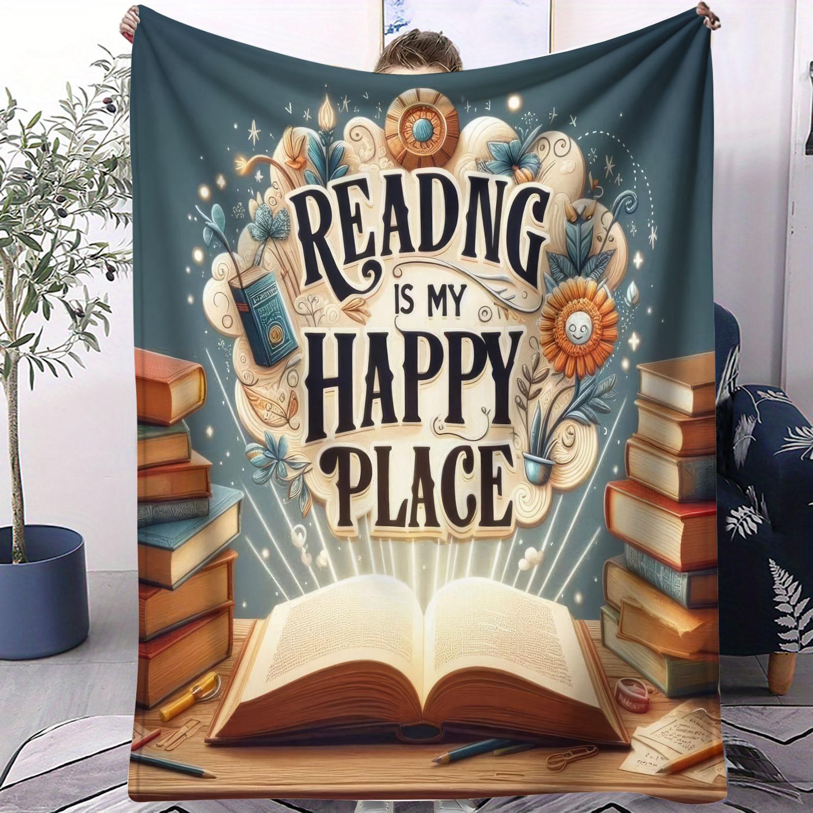 Book Reading Pattern Blanket, Suitable for All Seasons, Suitable for Beds, Sofas, Cars, Room Decorations, and Gifts, Suitable for Children and Adults