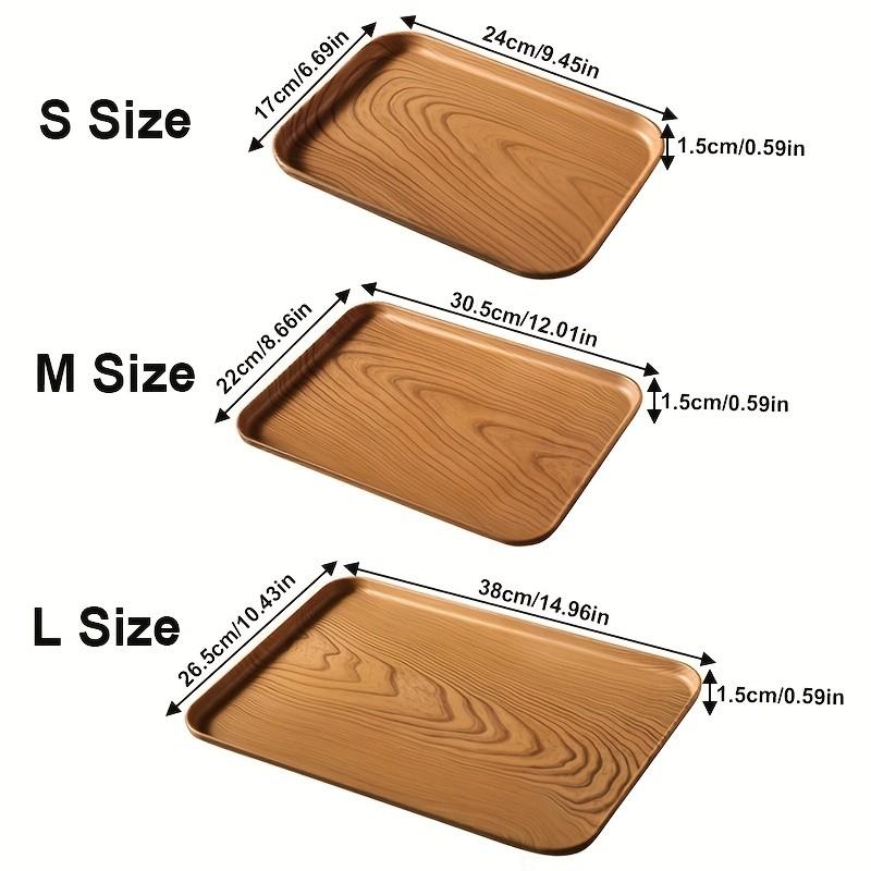 Wood Grain Plastic Tray, Rectangular Multi-Purpose Tray with Oak Design, Lightweight Durable Aesthetic Kitchen Countertop Decor, Home Hotel Cafe Art Decoration