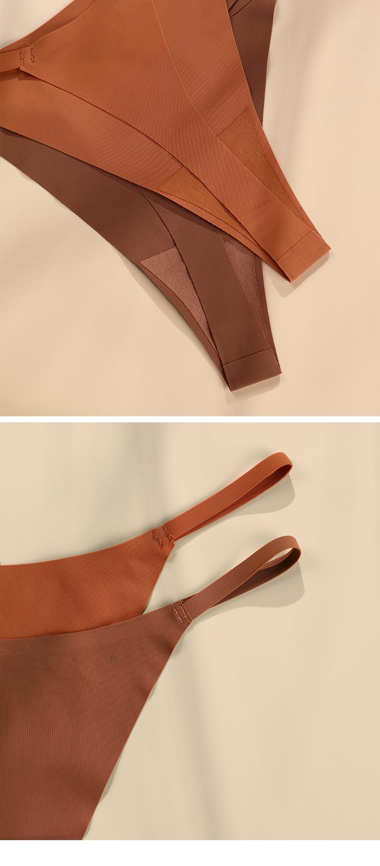 Women's Seamless Ice Silk Low Waist T-Back Panties (8pcs) - Casual Multi-Size Solid Intimate Underwear with Delicate Waistband, Cotton Gusset for Sports & Outdoor Activities