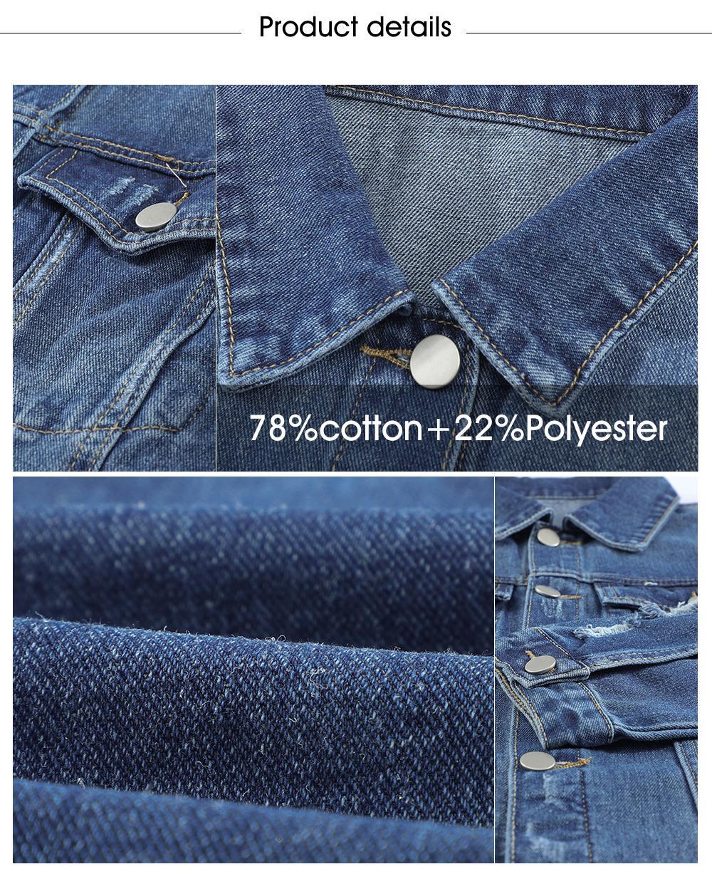 Women's Casual Short Jean Jackets Non Stretch Distressed Ripped Boyfriend Washed Coats Lapel Long Sleeve Denim Jacket Outwear Tops 2026 Womenswear Spring Winter Outfits