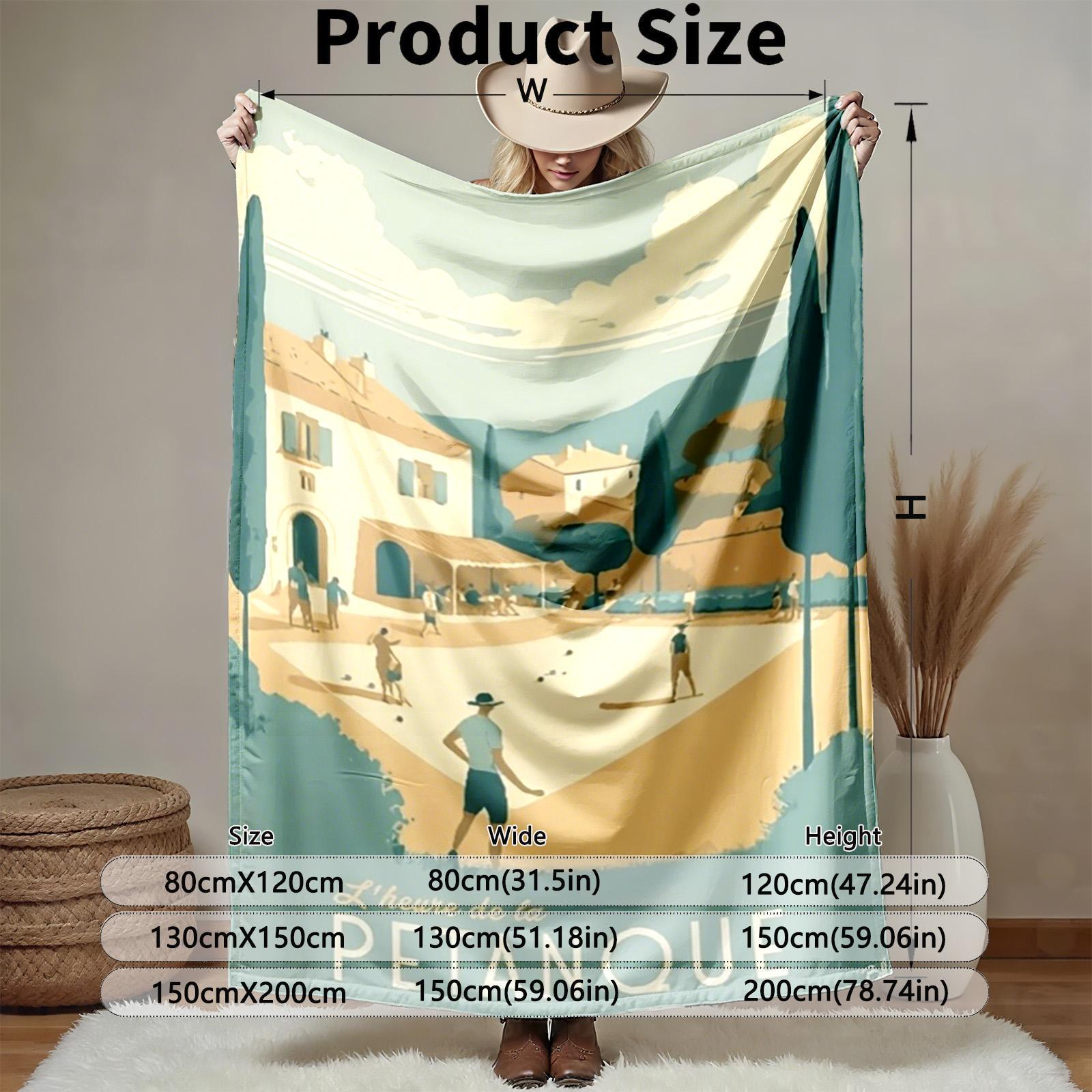 1 piece Provence countryside pet circle ball sports scene themed flannel blanket - Flannel blanket with modern design, suitable for sofas and beds, all-season use, super soft and comfortable, digitally printed pattern, 100% polyester material