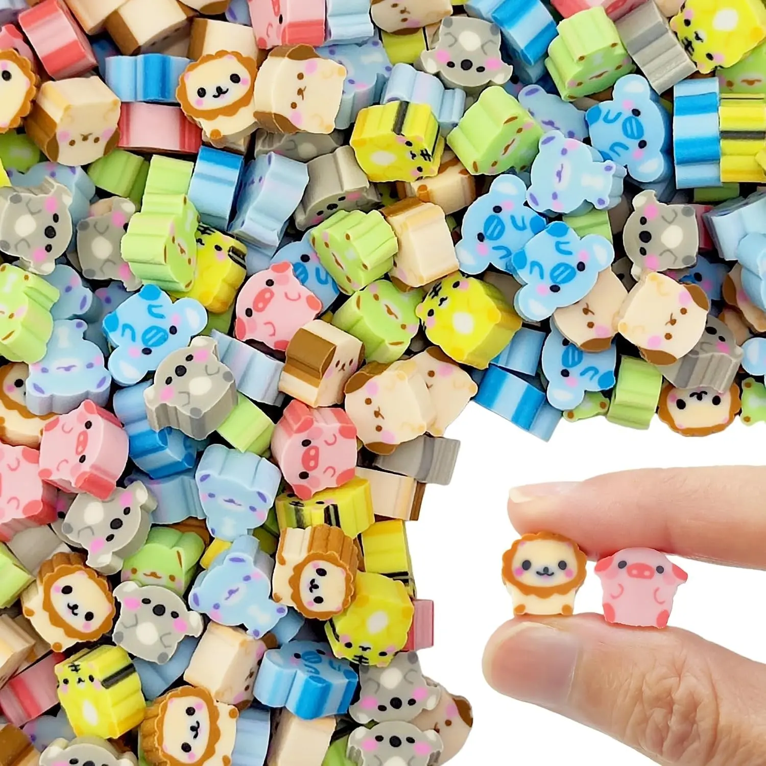 200pcs Animal Mini Erasers for Kids, Bulk Cute Pencil Erasers Small Fun Erasers for Classroom Rewards Party Favors Gift Filling Eraser