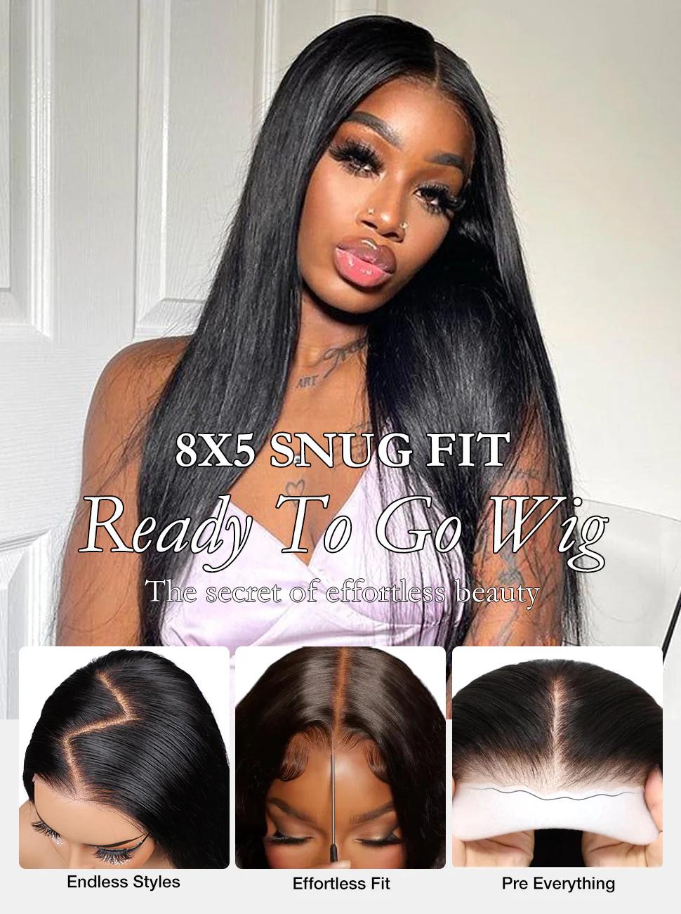 Hermosa Ready Go Real Glueless Silky Straight Wigs Pre Bleached And Pre Cut 8x5 HD Lace Human Hair Lace Front Wigs Beginner Friendly #TikTokShopBlackFriday