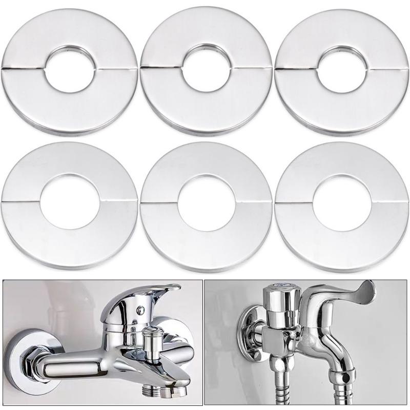 Home Renovation | Self-Adhesive Chrome Plated Floor and Ceiling Split Flange - Water Pipe Wall Cover, Easy Installation, Durable Metal Construction, Plumbing Aesthetic | Sleek Metal Cover | Selfadhesive Flange