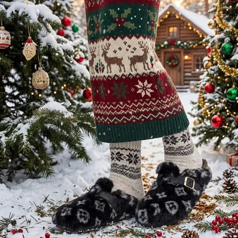 【Biack Friday】Unisex Faux Fur Mules, Anti-Slip Warm Outdoor Winter Slippers, Fluffy Home Slippers, Perfect Gift Choice