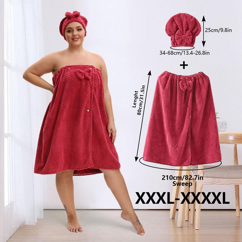 Extra-Large Bath Skirts Set, 2 Counts Adjustable Bathrobe & Shower Cap, Thickened Bathrobe Bath Towel, Ideal for Home Bathroom Use, Travel, Sauna, and Spa, Towels #GLOBAL PICKS