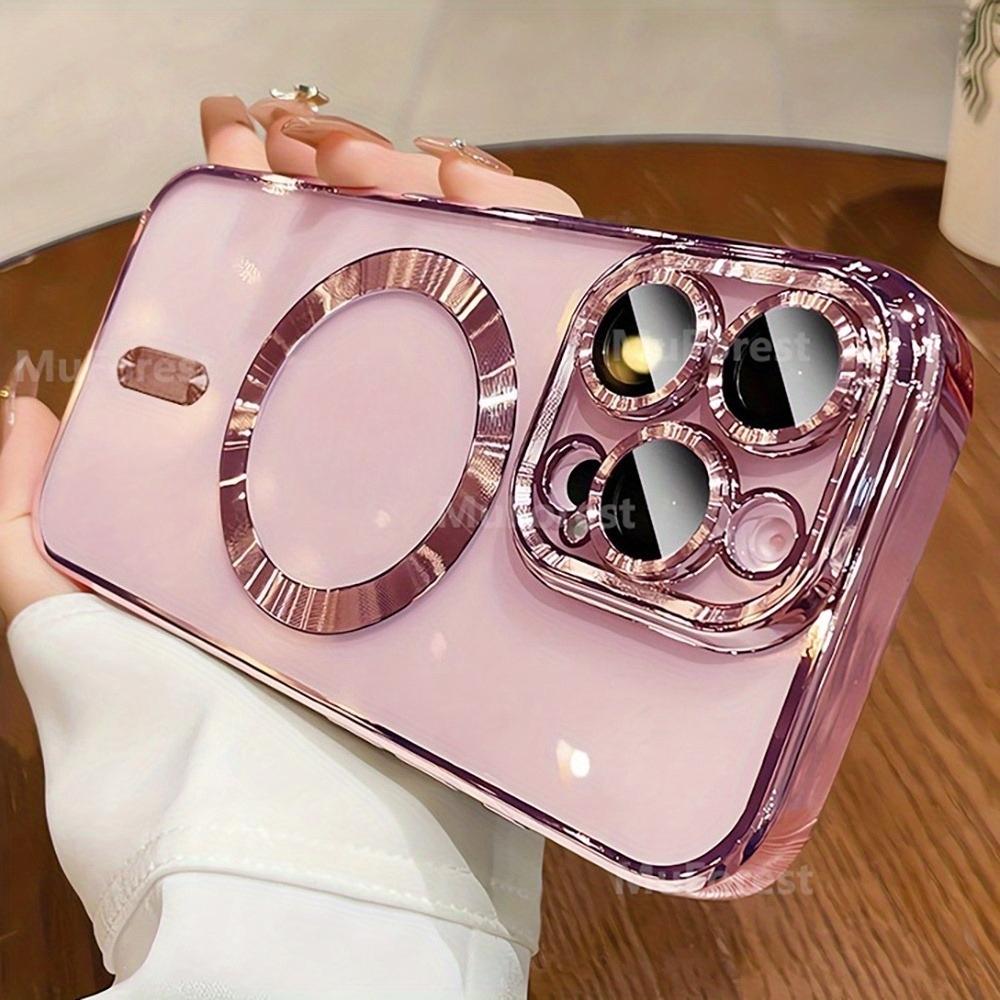 Phone Case - Set of 3 Items Including 1 Phone Case And 2 Clear Screen Protectors, This Premium Electroplated Magnetic Transparent TPU Case Is Designed for The for Iphone 17 16 Pro Max, 15 Pro, 14 Plus, 13 Mini, And 12/11 Series