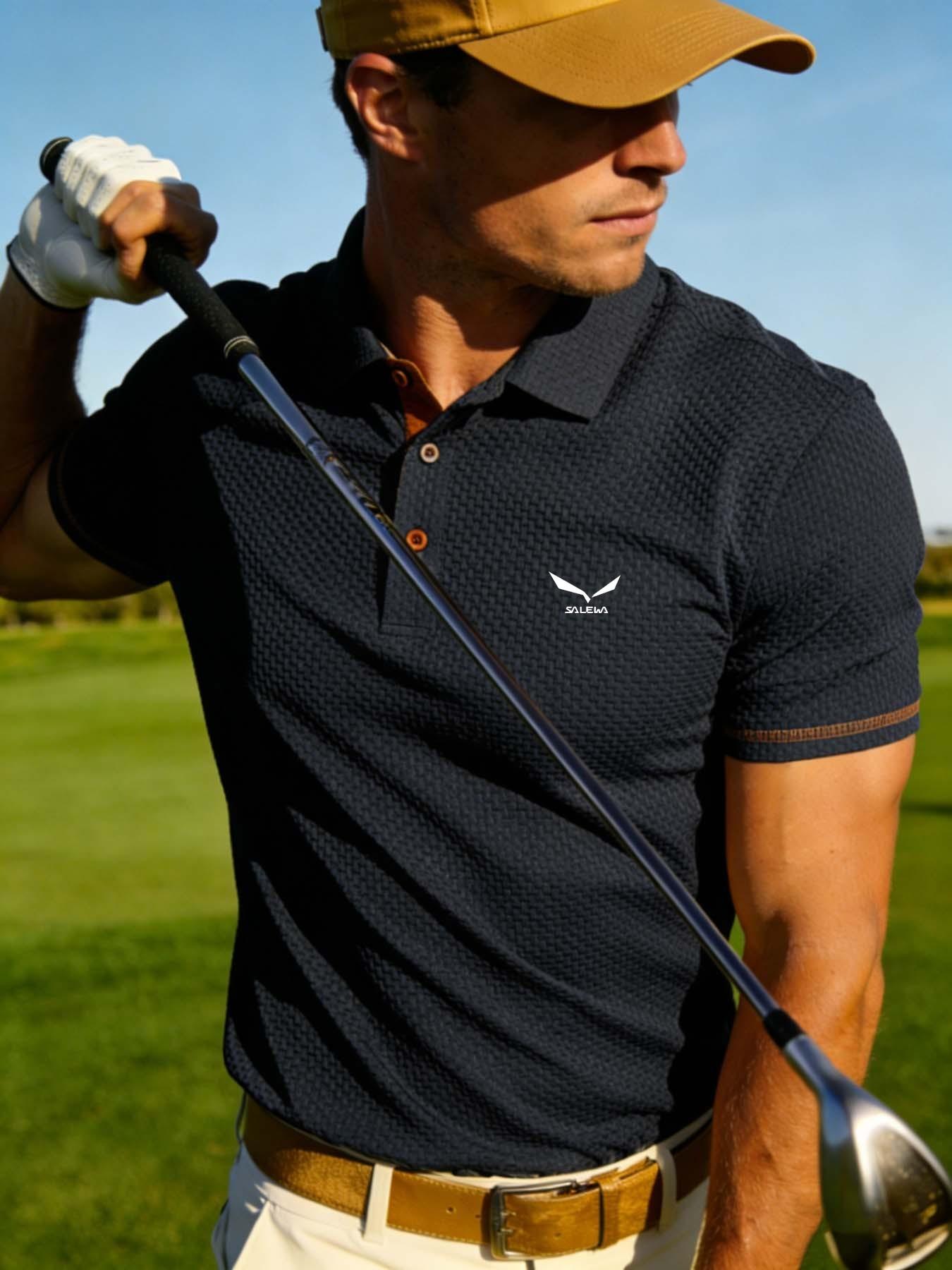 Men's Breathable Summer Polo Shirt, Animal Print Slim-Fit Short Sleeve, Quick-Dry Turn-Down Collar, Golf Fishing Basketball Camping Beachwear