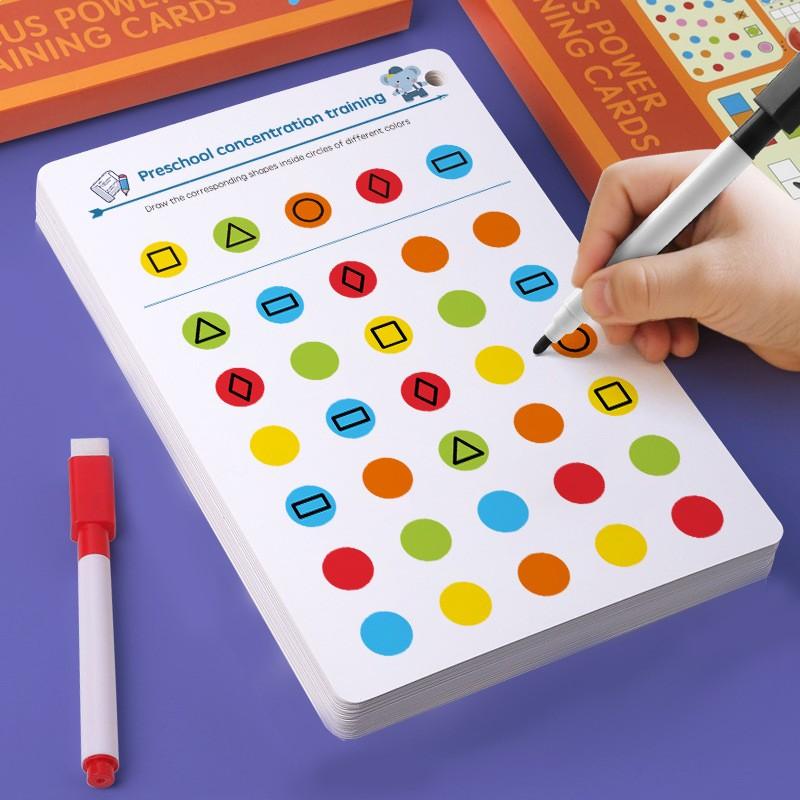 Erasable Pen Connect-the-Dots Training Cards, Erasable Pen   Eraser, Brain Training, Easter Gift for Boys and Girls, Pattern/Number/Coloronnect-the-Dots, Exercises Children's Judgment and Thinking Skills
