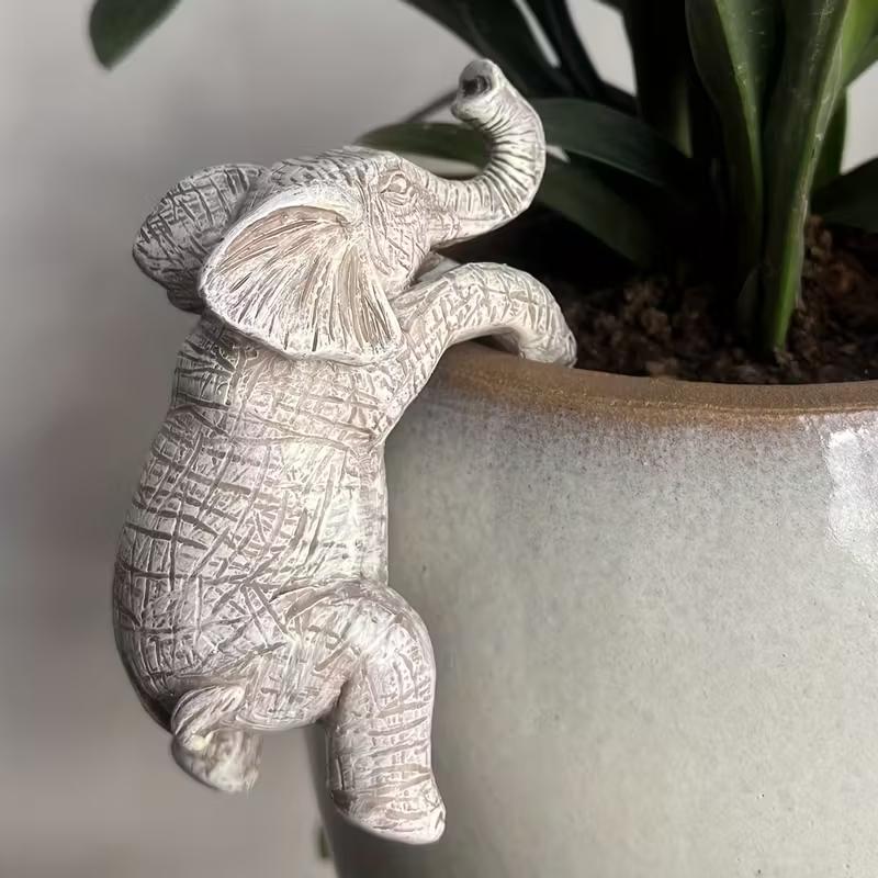 1pc, Hanging Flower Pot Elephant Lover Gift Home Balcony Garden Animal Decoration Sculpture Planter Flower Pot Decoration, Hanging Plant Pot, Hanging Planters, Home Decor