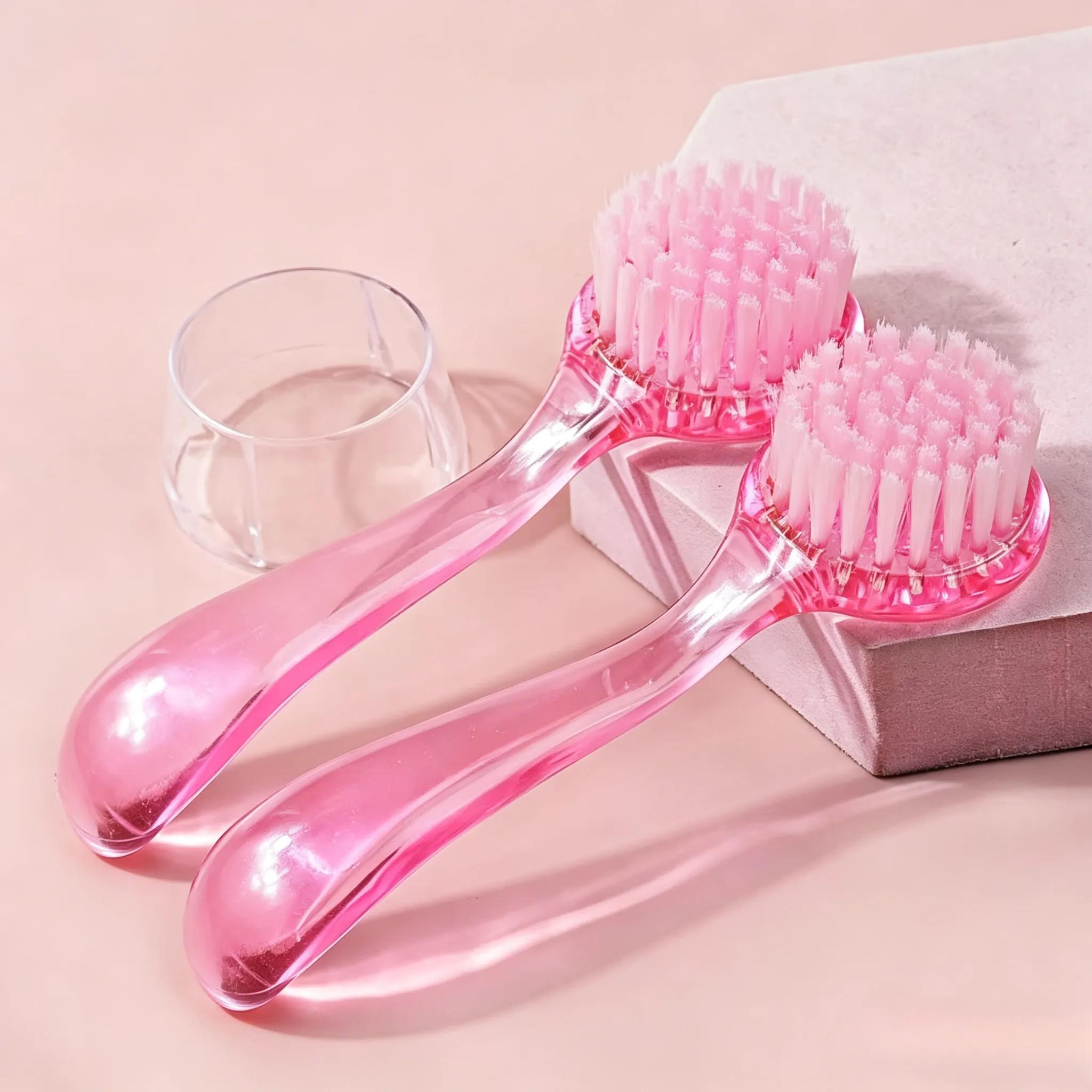 1pc/4Pcs Round Head Acrylic Nail Dust Brush With Cap Professional Manicure Pedicure Powder Cleaning Tools