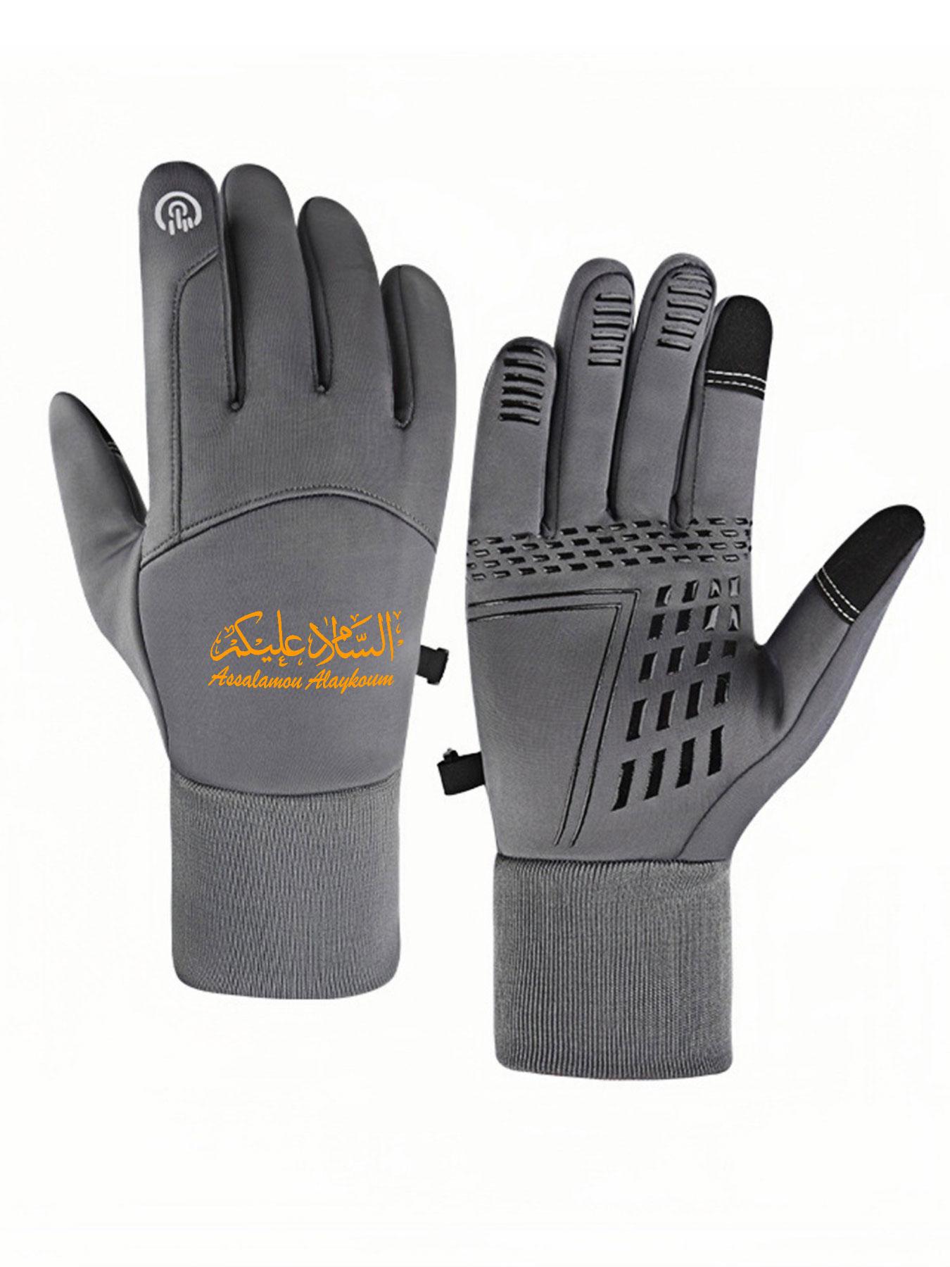 1pc with Peaked Arabic Script Design  winter gloves sports gloves Touch Screen Soft Touch Cold Weather unisex sports gloves Comfortable winter gifts Modern Popular