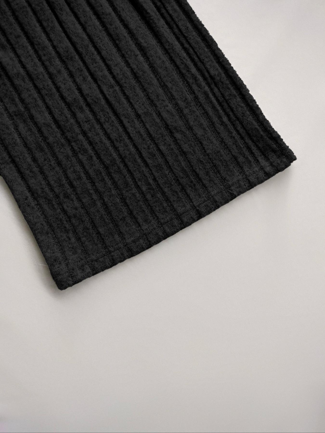 Women's Slim-Fit Solid Color Ribbed Fleece Bodysuit and Wide-Leg Pants Set, Fashionable Comfortable Fabric for Daily Wear