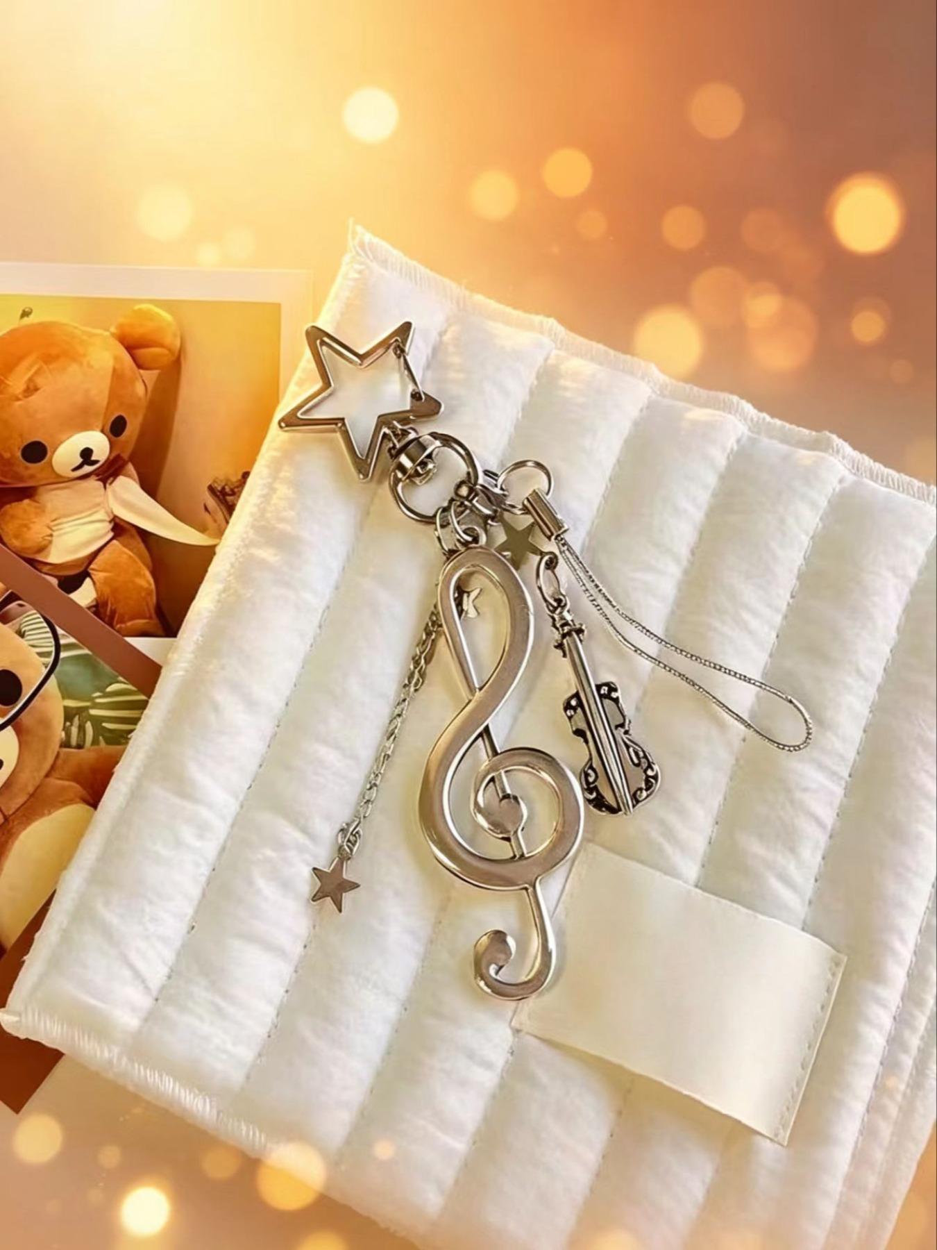 Lucky Star Melody Music Element Phone Chain Pendant, Alloy Material, Street Style, All Seasons, No Choking Hazard Warning