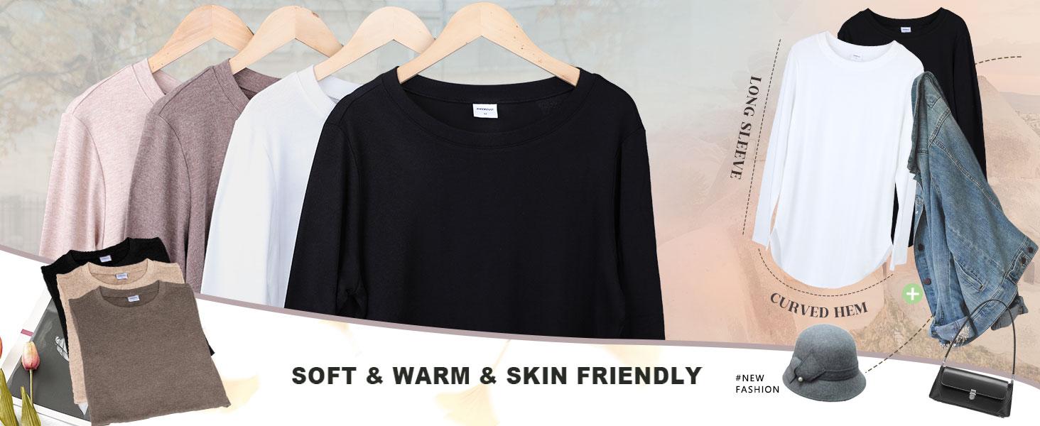 WIHOLL Womens Long Sleeve Round Neck Shirts Side Split Basic Loose Tunic Tops Casual 2025 SpringStatements WIHOLL Womens Long Sleeve Round Neck Shirts Side Split Basic Loose Tunic Tops Casual 2025 SpringStatements