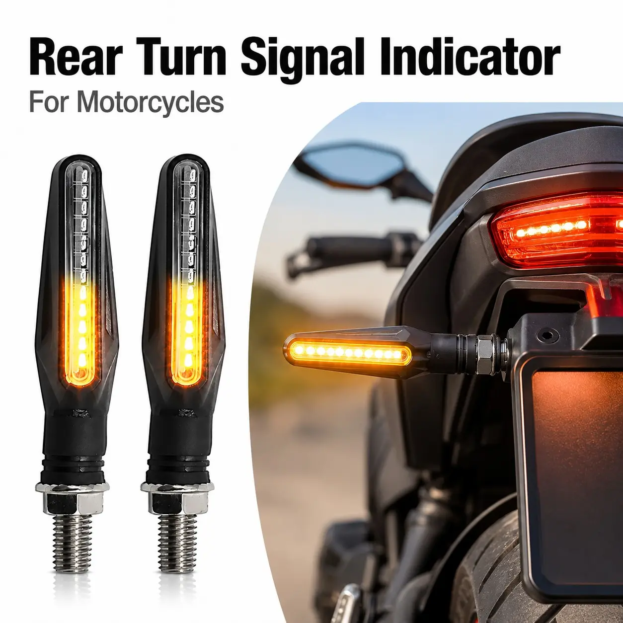 Motorcycle Sequential Turn Signal Lights with Flash Function, Set of 4, Essential Bike Accessories for Safe Riding, Motorcycle LED