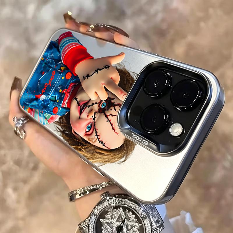 Chucky Creepy Gesture Pattern TPU Phone Case for iPhone 17,16 Pro Max,15,14 Plus,13,12,11,XR,XS & Samsung Galaxy S26,S25 Ultra,S24,S23,S22 Plus,S21 - Stylish, Anti-Drop, Shockproof, Durable with Camera Protection, Dark & Bloody Palette