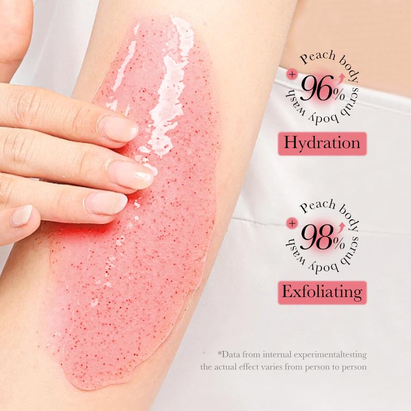 Peach Scrub Body Wash with Natural Scrub Particles,Gently Exfoliate Smooth Skin,98% Natural Extract Cleanser