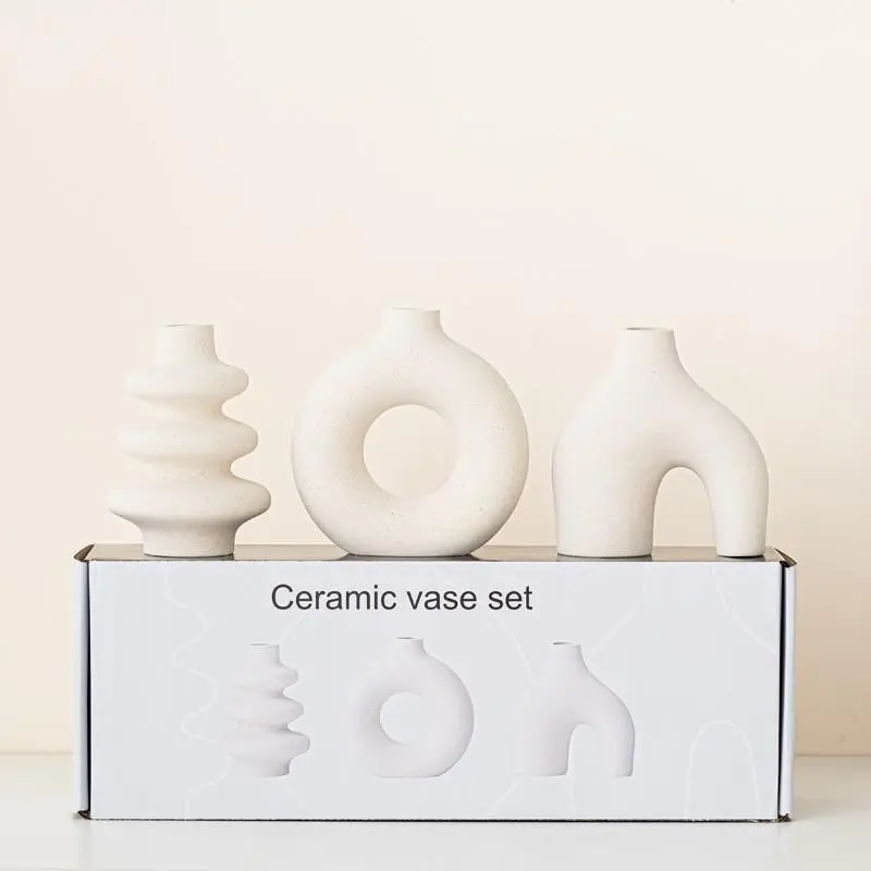 3 Piece Ceramic Art Set, Abstract Vases for Home Decor, Living Room Placement, Desk Arrangements, Planters, Entryway Decoration