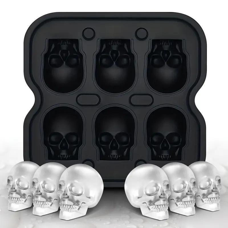 Skull Ice Cube Mold, Silicone BPA-Free Freezer Tray, Ice Cube Trays for Freezer, Kitchen Party DIY Soft Drink Coffee Soda Halloween Decor, Home Accessories
