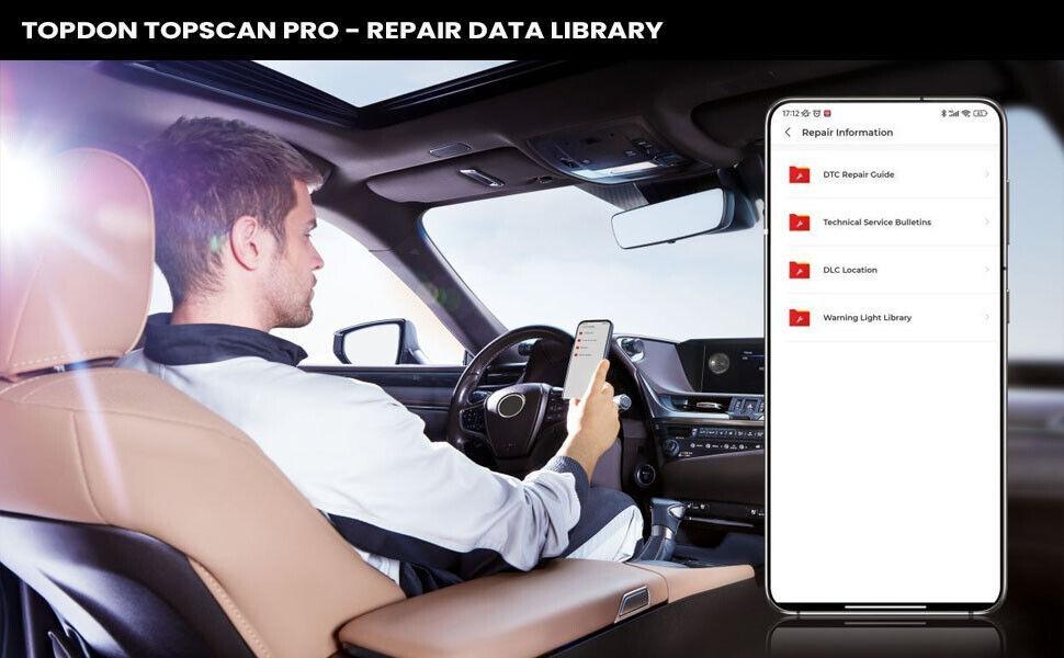 TOPDON TopScan Pro obd2 Scanner Bluetooth Connect Full System Diagnostics for iOS and Android for All Code Readers with Reset 13+ Reset Service Key Programmer Portable Topscan Lite Upgrade Car Vehicle Autos