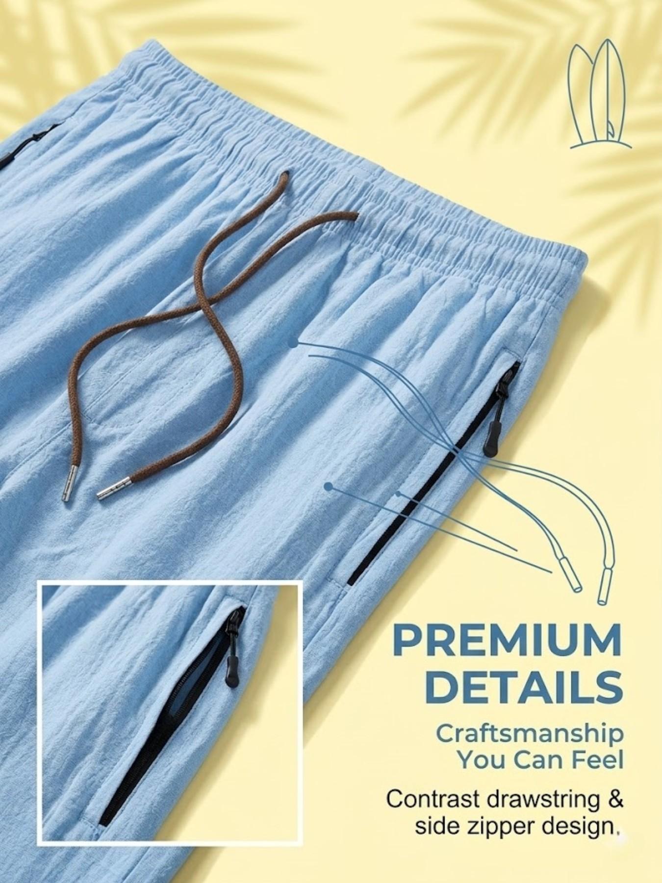 Men's Loose Fit Casual Shorts, Metal Drawstring Zip Pockets, Summer Fashion for Daily Wear, Gym, Outdoor Activities, No Ironing Needed