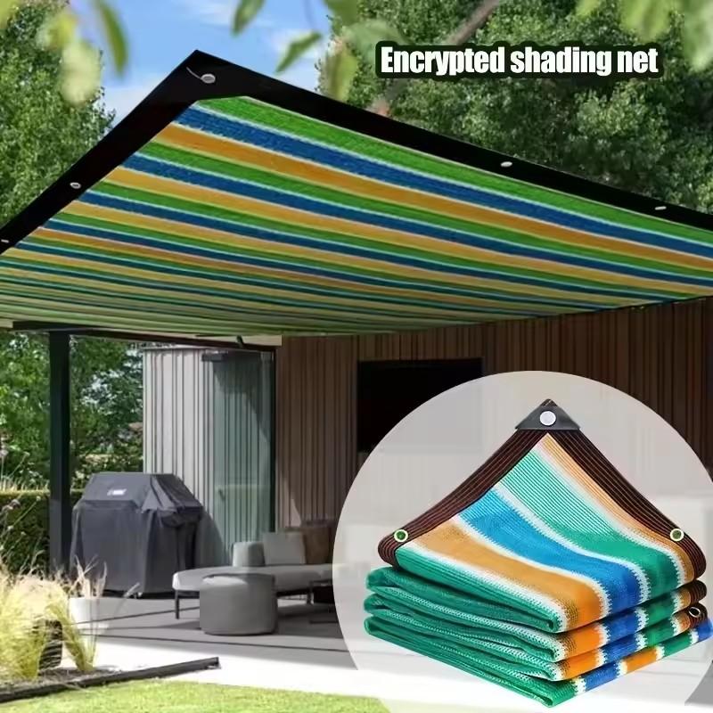 1pc Sun Shade Net - 1pc High-Density Breathable Mesh for Patio/Garden/Carport, Cooling Canopy Stripes All Weather Durability ﻿