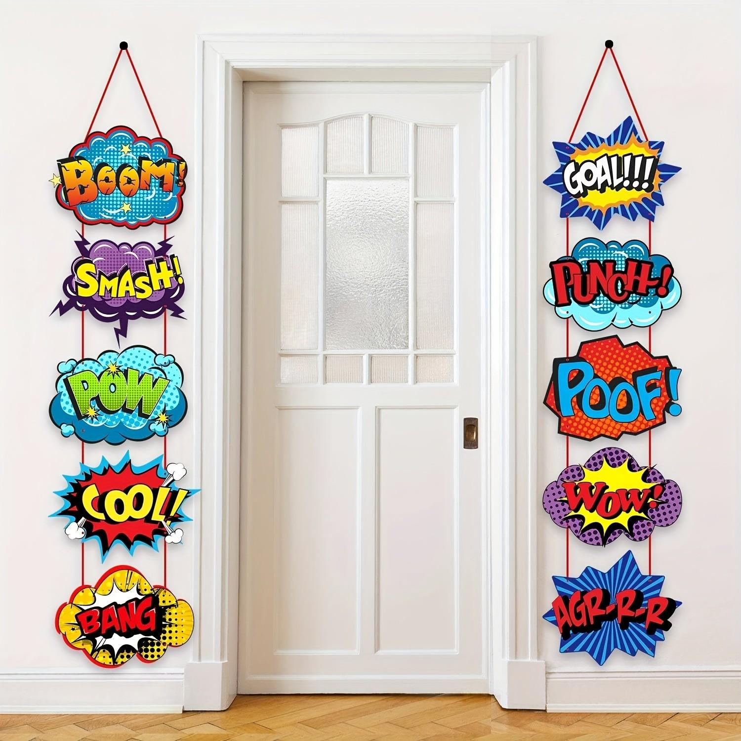 Hero Action Sign Cutouts, Super Fun Hero Theme Party Supplies, Door Hero Sign, Birthday Party Decoration, Wall Decorations