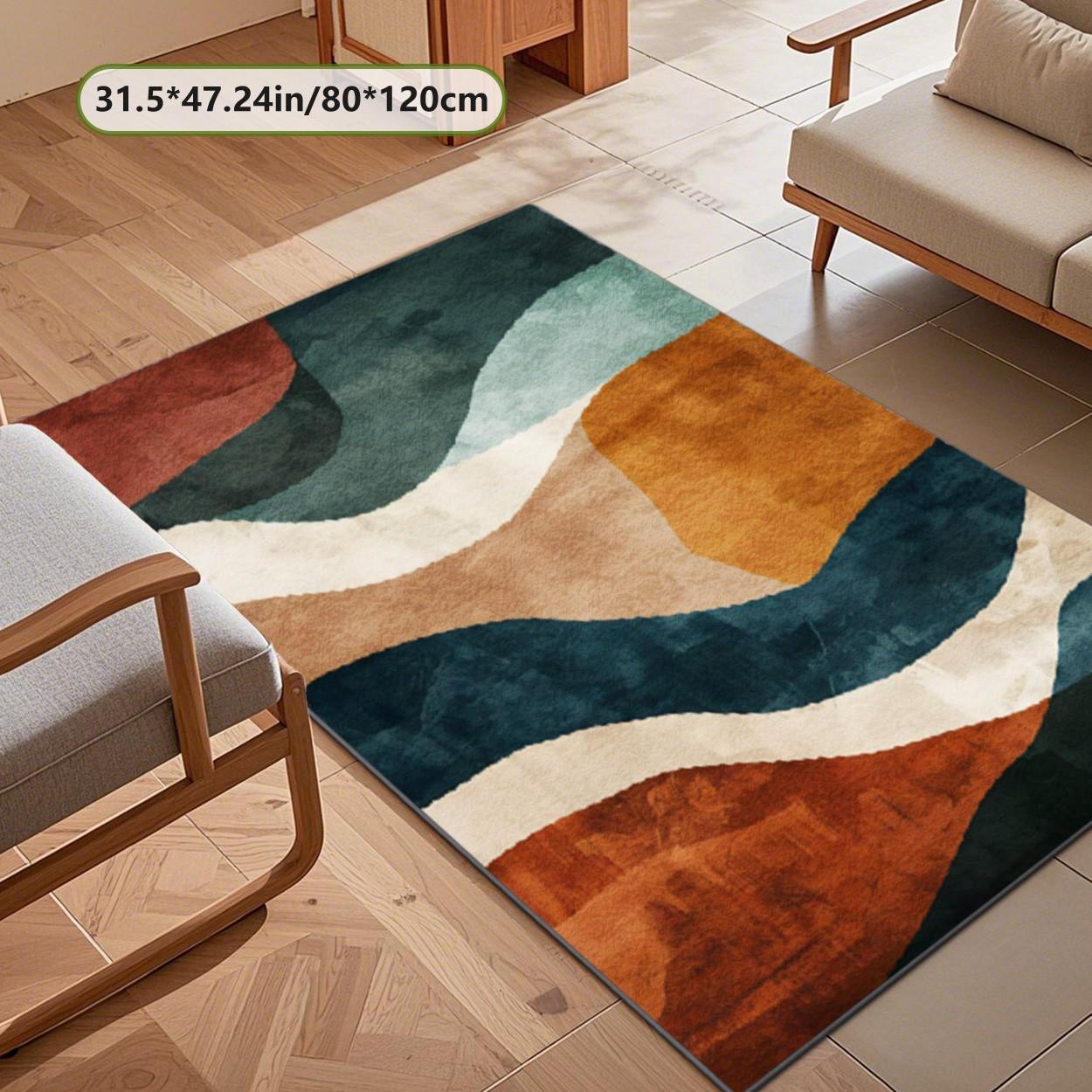 Velvet soft and comfortable patterned printed carpet, Geometric pattern rug, suitable for multiple scenarios, available in various sizes, soft and non-shedding.