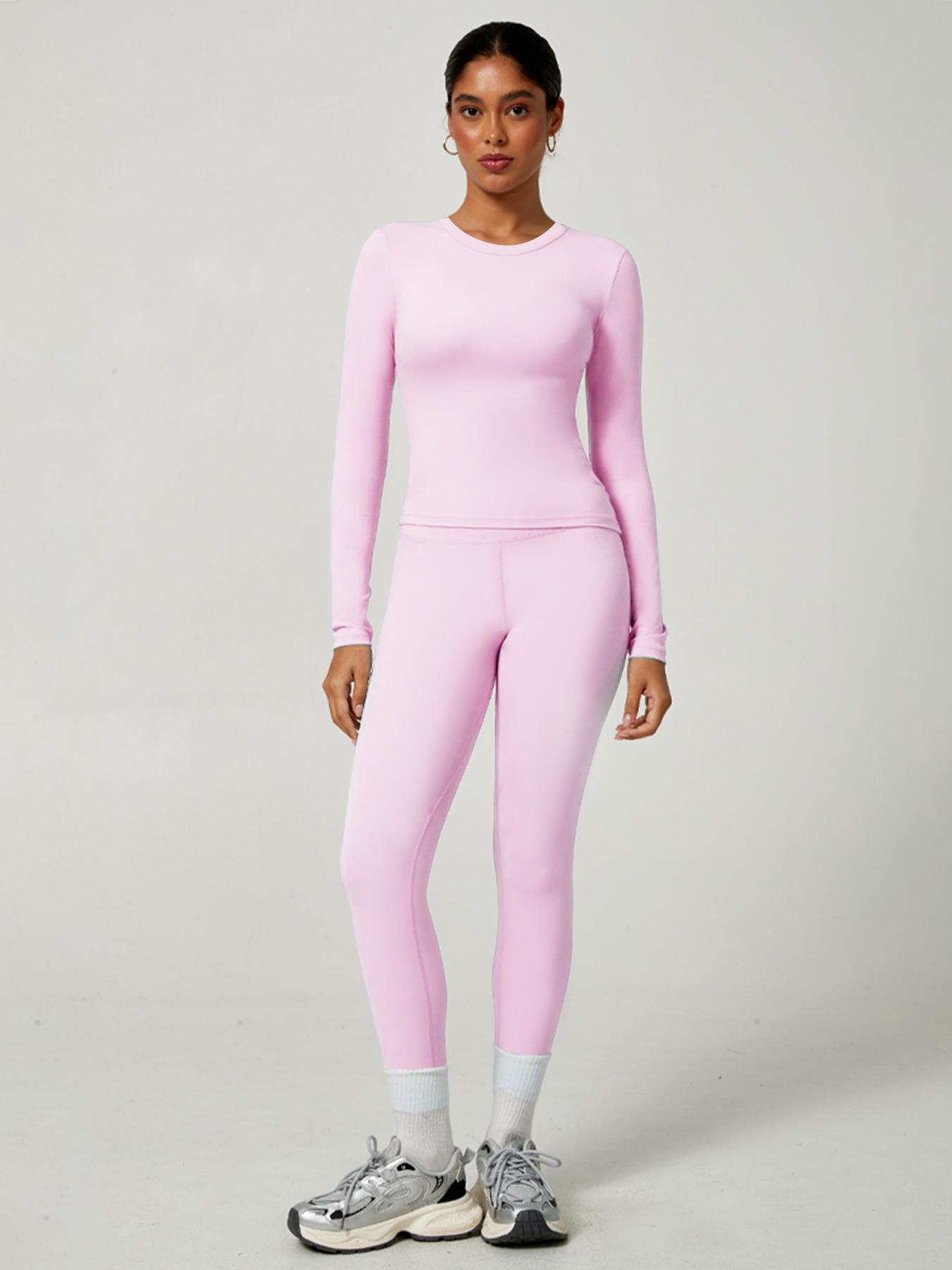 Women's Sporty Solid Color Top & Pants Set, Comfortable Tee & Slim Fit Leggings, Ideal for Daily Yoga & Fitness Activities, Skinny Sportswear