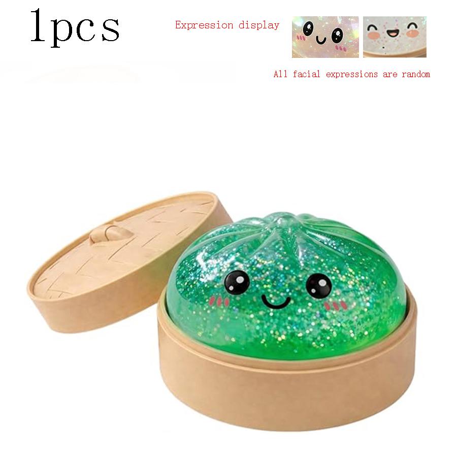 Glitter Dumpling Squishy with Box, Soft Sensory Squeeze Toy for Stress Relief, Mystery Glitter Dumplings, Decompression Dough