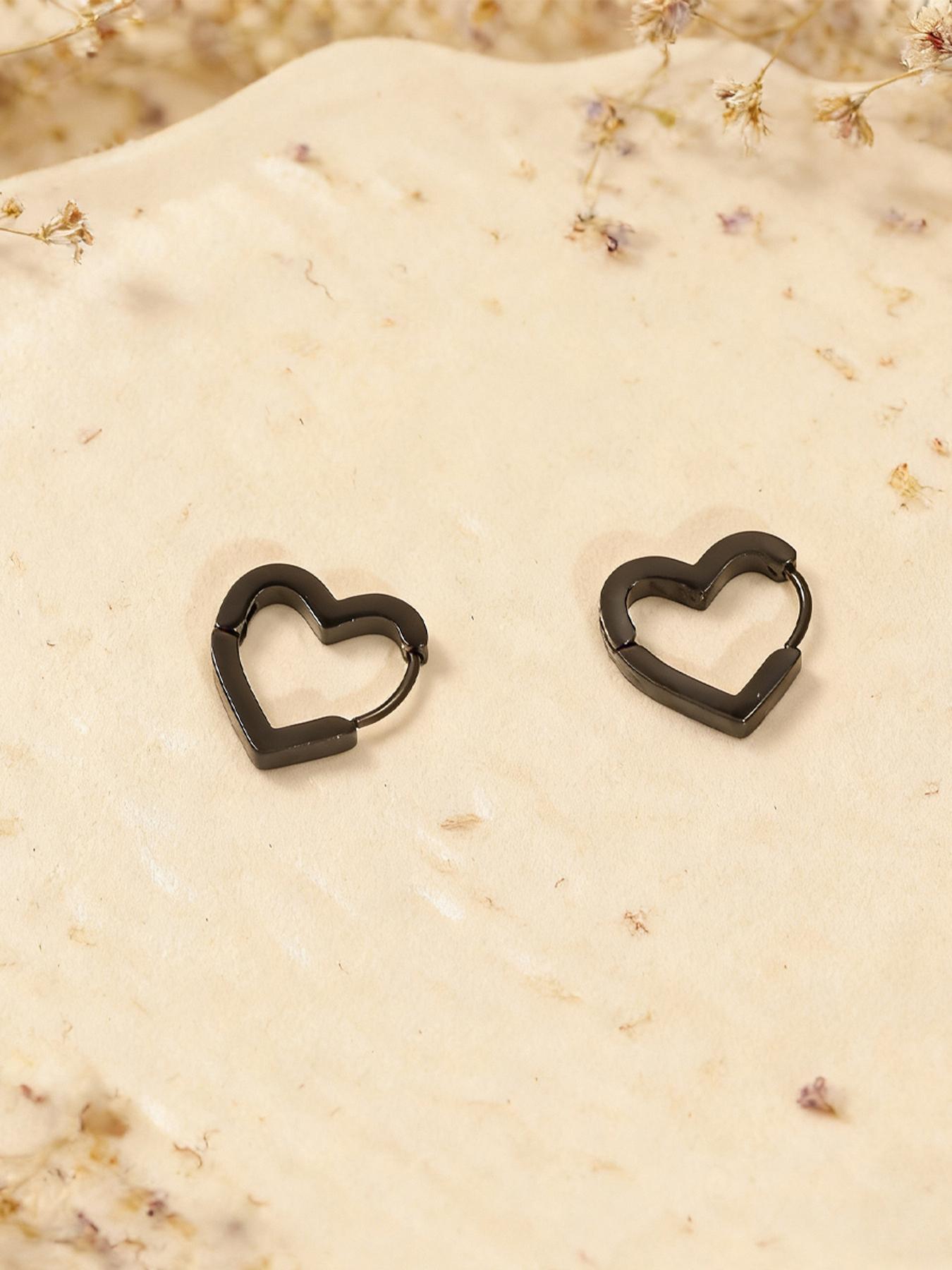 2 Pairs Stainless Steel High Polish Asymmetric Earrings, Triangle Heart Studs for Couples, Daily Wear, Various Festival