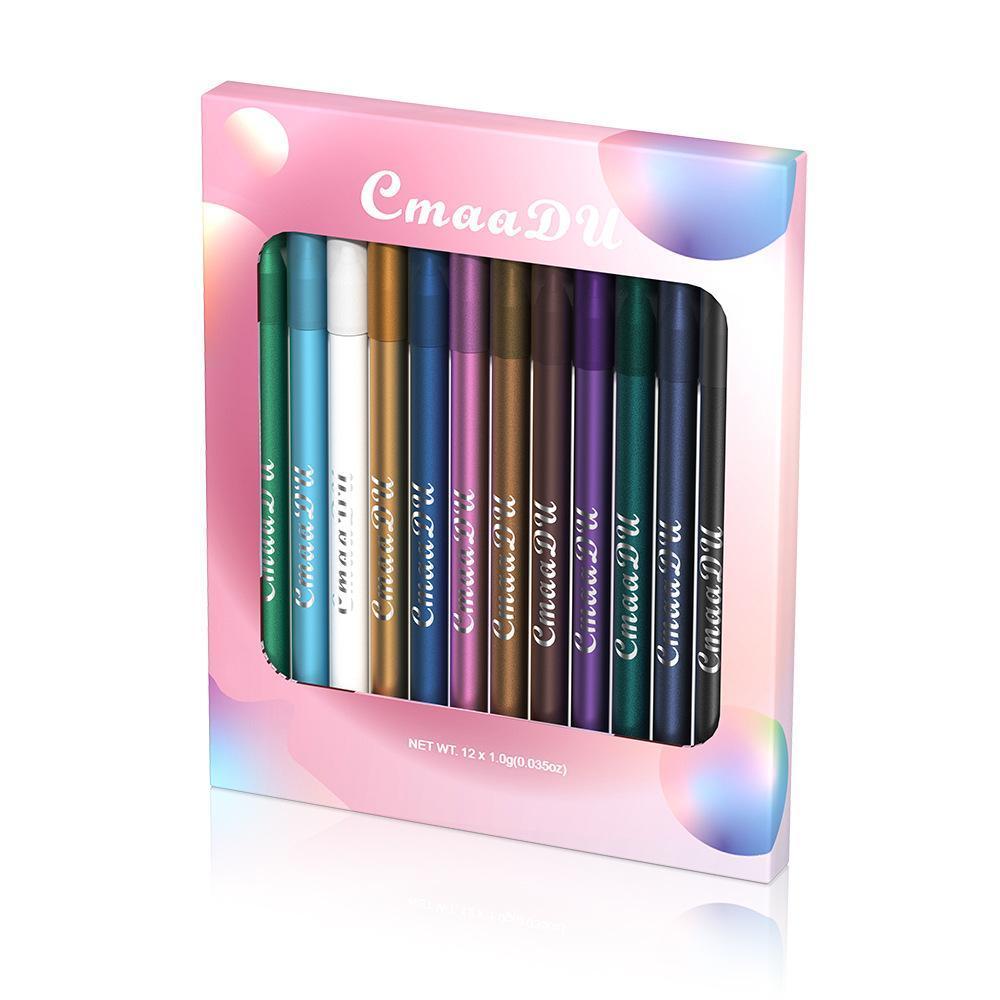 CmaaDu 12-Color Eyeliner and Lip Liner Set, 12-Piece Easy-Color Eyeliner Pencil Bundle, Multi-Use Lip and Eye Makeup Tool for Women and Girls