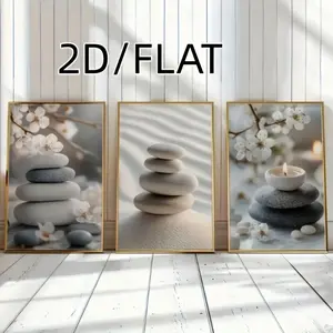 Modern Zen Art Canvas Print Set, Frameless Wall Decor for Living Room Bedroom Bathroom Office Corridor Kitchen, Home Decoration Gift