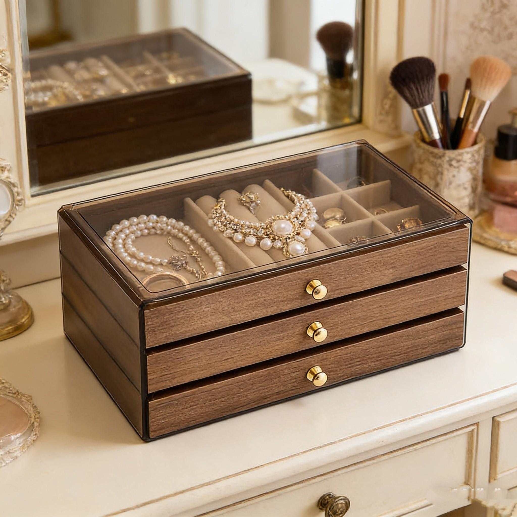 Jewelry Storage Box Organizer, Earring Necklace Ring Holder Display Case, Durable Jewelry Organizing Solution for Women & Girls