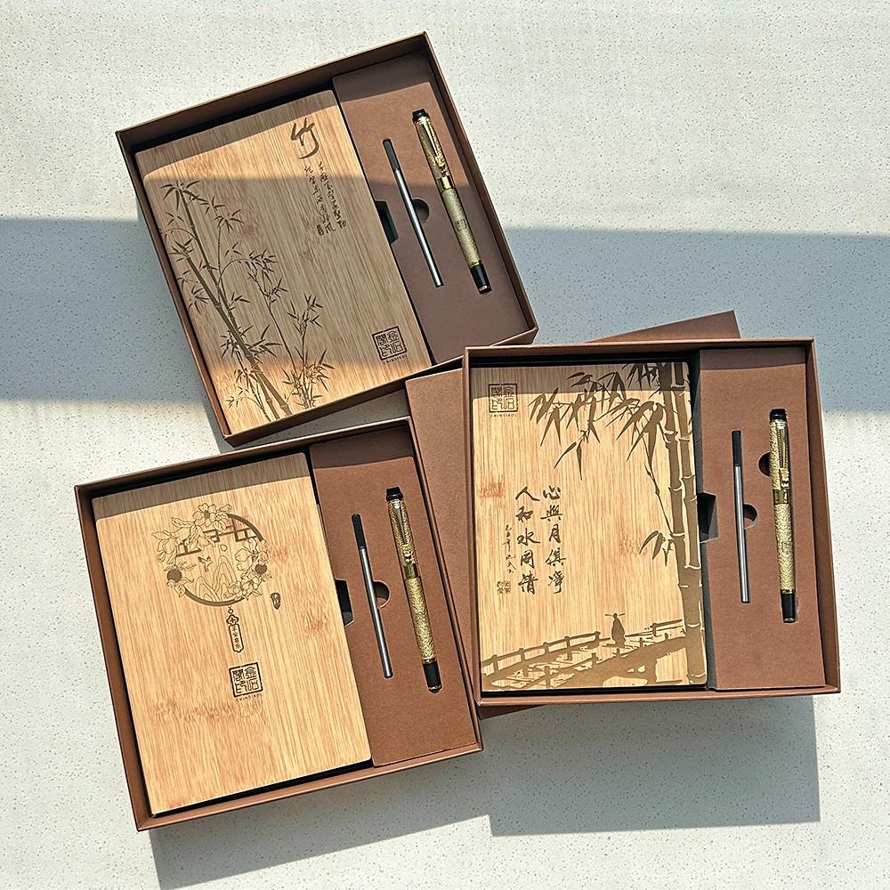 CHINSIKOL Chinese Style Soft Leather Notebook Set, Vertical Striped Cover with Traditional Embossed Design, Thick Comfortable Pages Perfect for Personal Use or Gifting, Vintage Leather Journal, Diaries