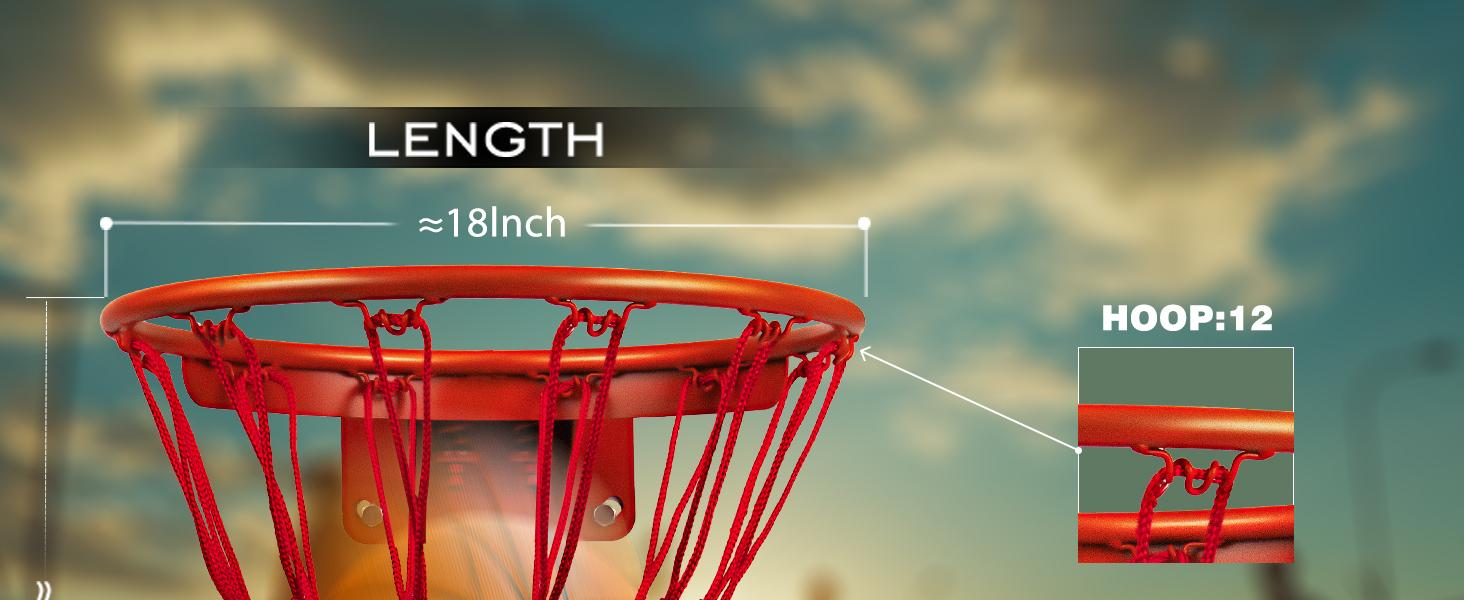 Basketball Net Replacement, 2026 Upgrade Thick Professional All-Weather Anti-Vibration Net, 12 Rings Blue, Standard Outdoor Rim