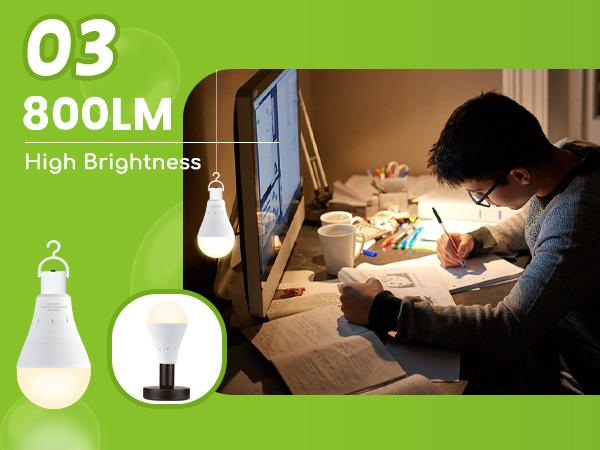 DEBAOBULB 3000K Warm Light E26 120V 9W Rechargeable Battery Operated Emergency LED Lamp Multifunctional Hook Included Home Energy Saving Lighting DEBAOBULB 3000K Warm Light E26 120V 9W Rechargeable Battery Operated Emergency LED Lamp Multifunctional Hook Included Home Energy Saving Lighting