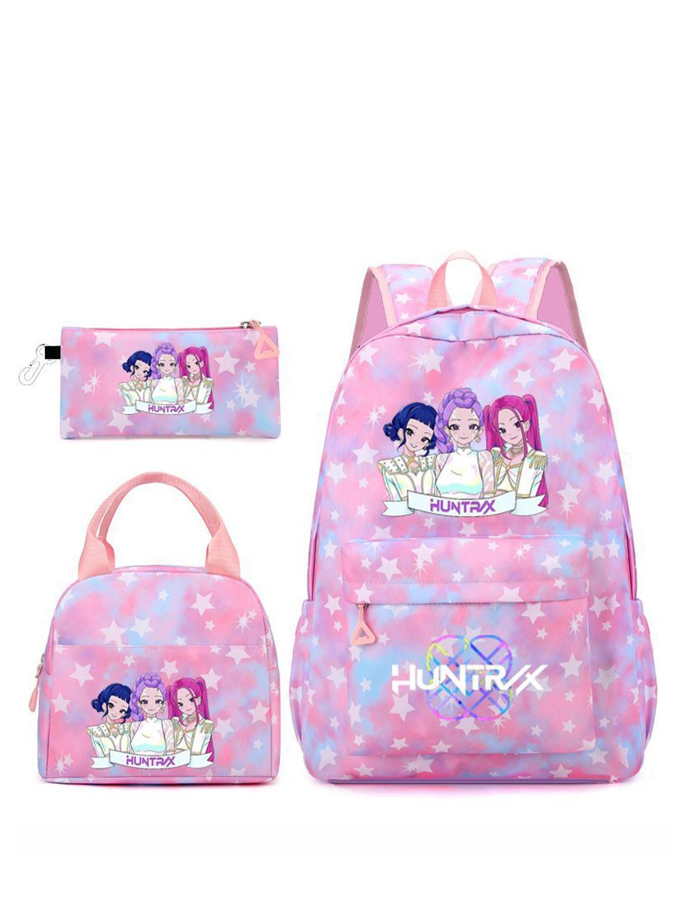 Women's Large Capacity Backpack Set, Kpop Girl Group Print Zipper Closure, Fashion Versatile Trendy Bag for School Campus Commuting Shopping